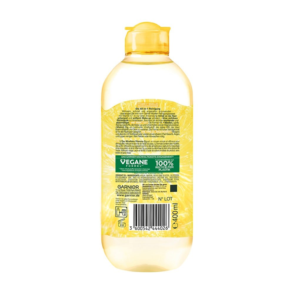 Garnier SkinActive Mizellen Reinigungswasser All-in-1 mit Vitamin C Rückseite